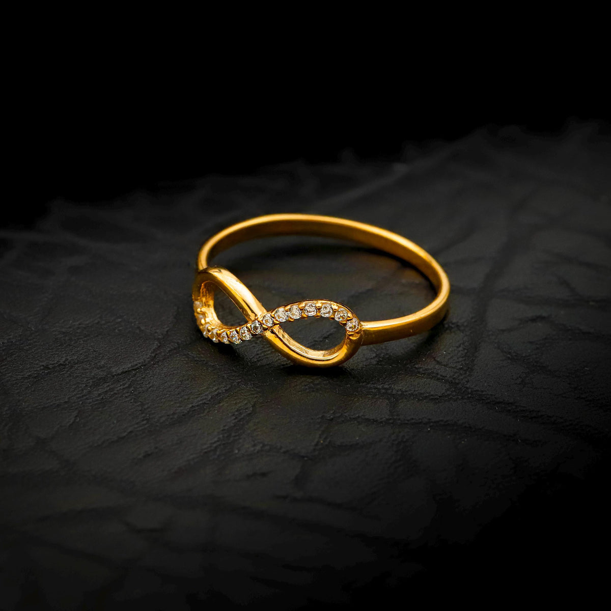 Gold Infinity Ring, 925 Sterling Silver, CZ Diamond Eternity Band, Dainty Love Ring