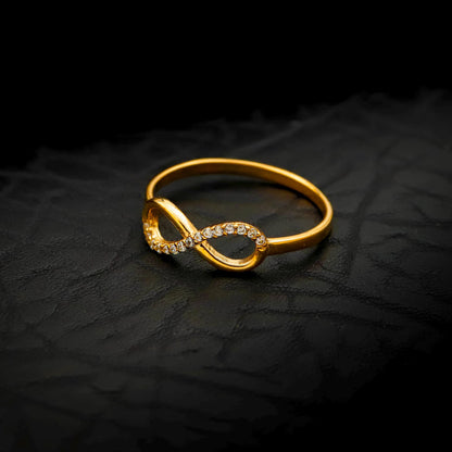 Gold Infinity Ring, 925 Sterling Silver, CZ Diamond Eternity Band, Dainty Love Ring
