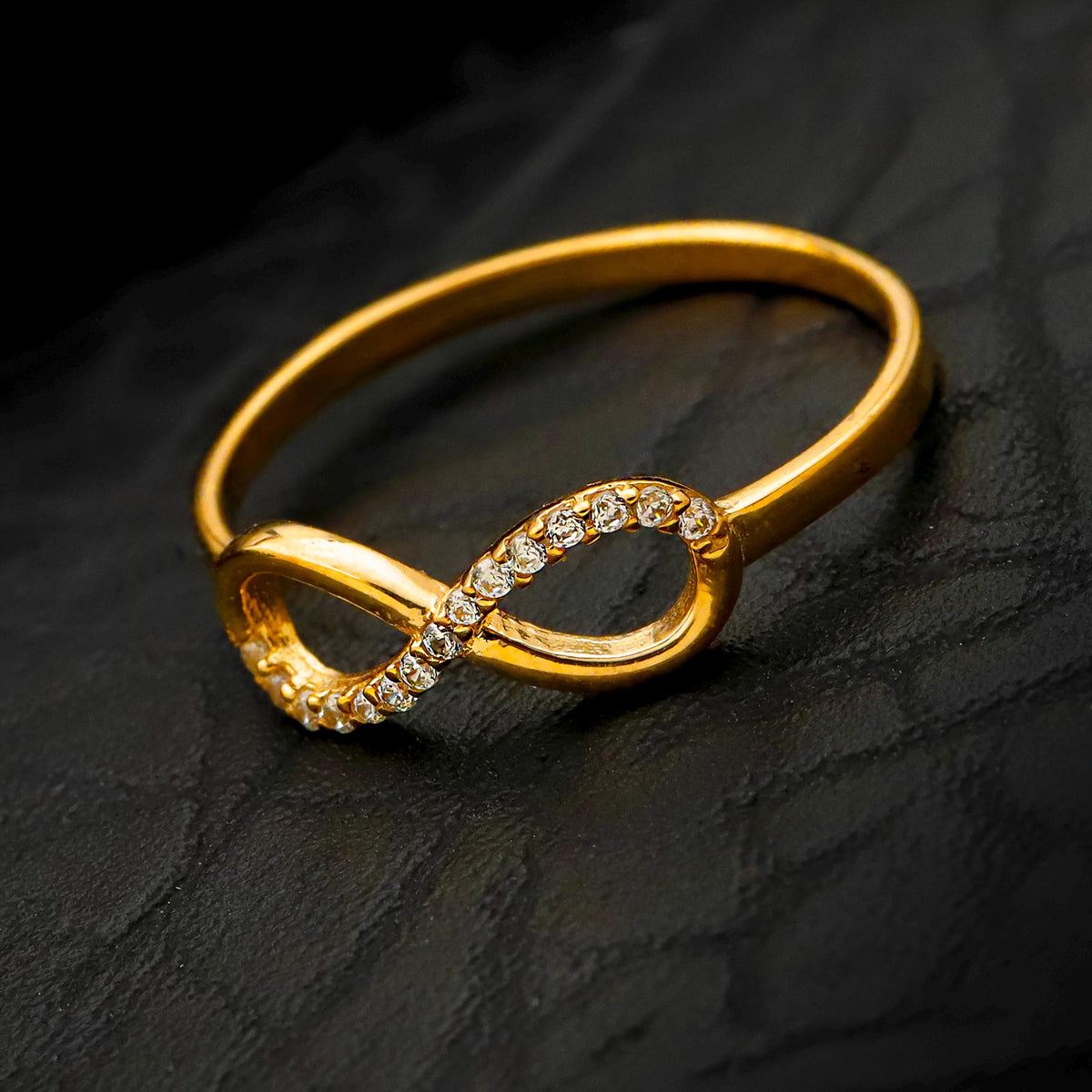 Gold Infinity Ring, 925 Sterling Silver, CZ Diamond Eternity Band, Dainty Love Ring