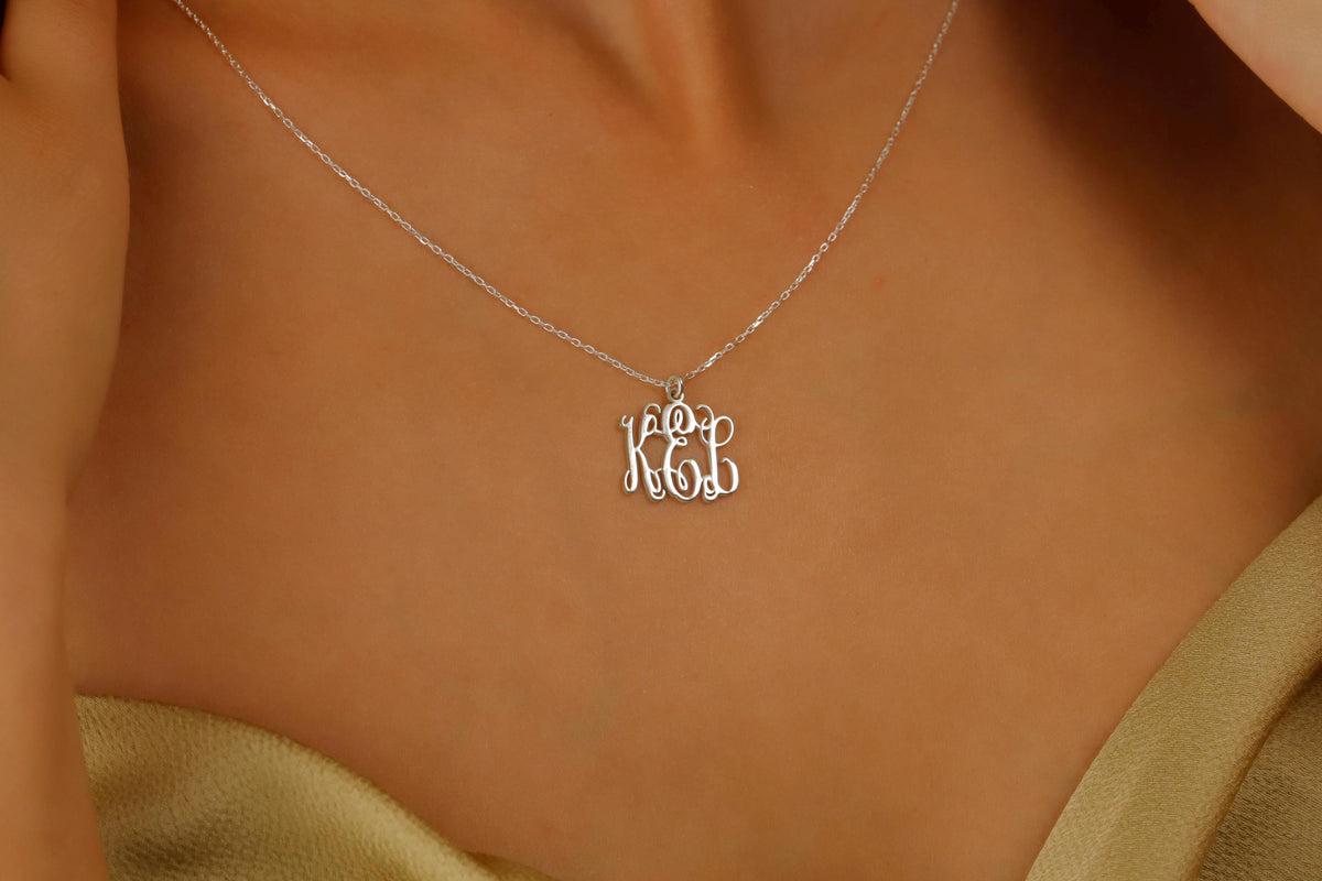 Vine Monogram Necklace: Personalized Initial Jewelry