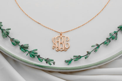 Vine Monogram Necklace: Personalized Initial Jewelry