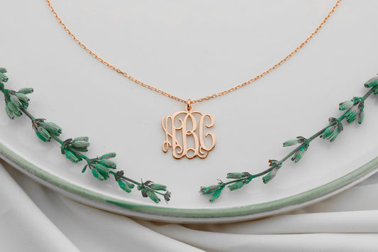 Vine Monogram Necklace: Personalized Initial Jewelry