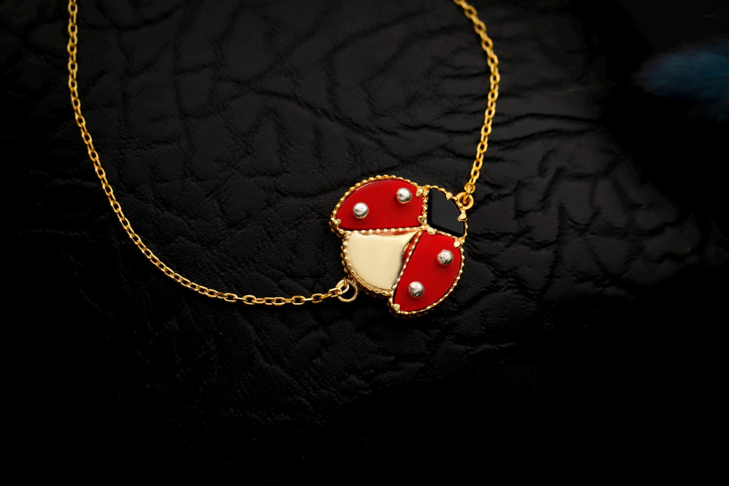 Red Enamel Ladybug Bracelet, 925 Sterling Silver, Gold Filled, Lucky Charm Jewelry