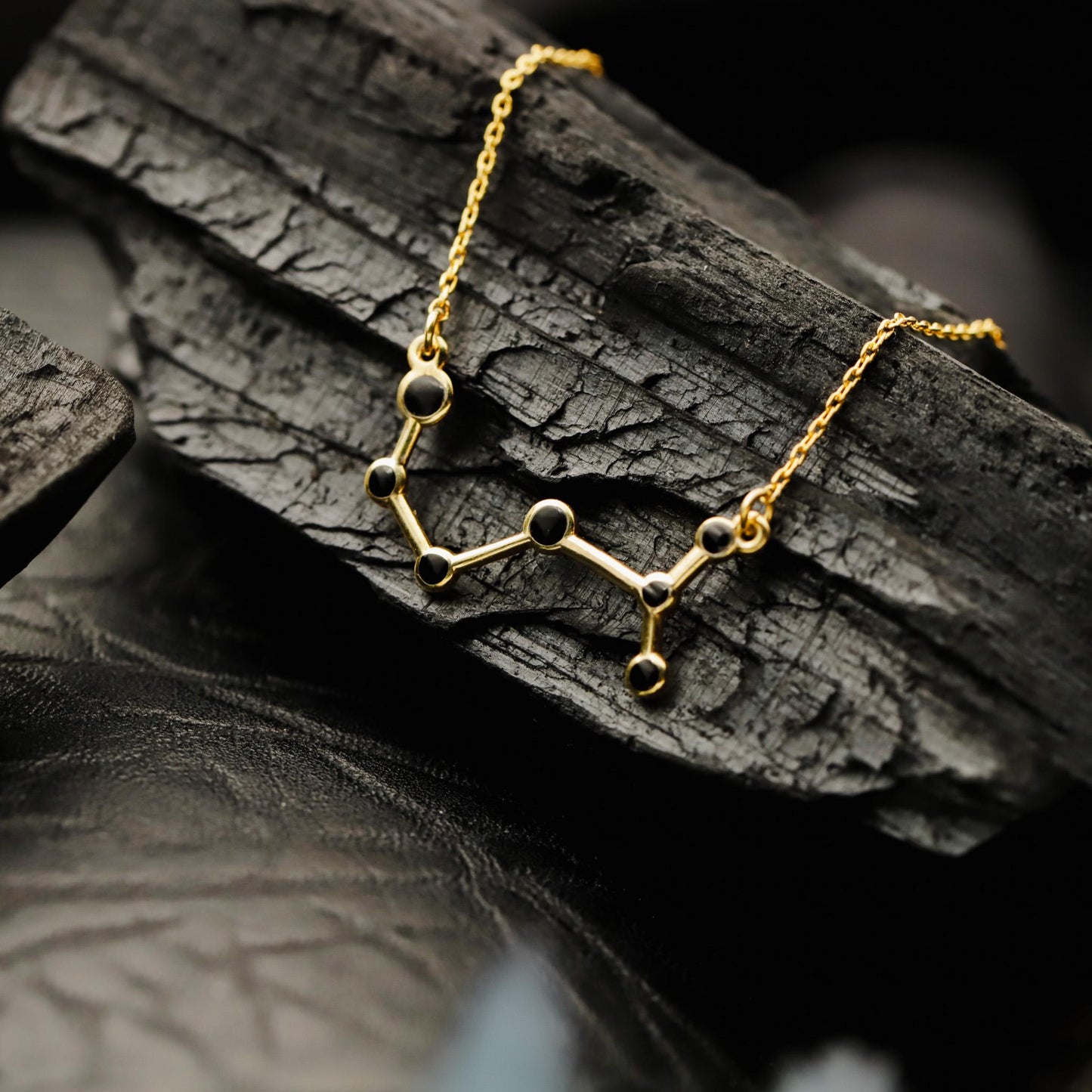 Enamel Gold Zodiac Constellation Necklace, 925 Sterling Silver Astrology Jewelry