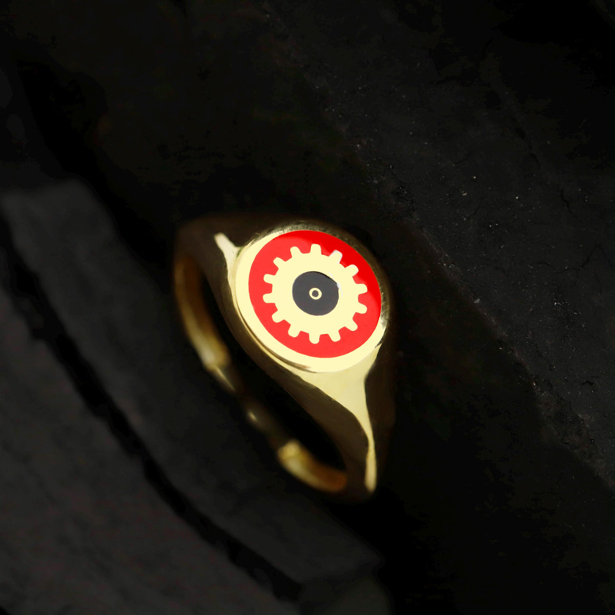 Red Enamel Evil Eye Ring, 925 Sterling Silver, Protective Talisman Accessory