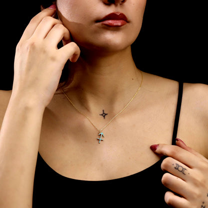 Enamel Gold Zodiac Symbol Necklace, Sterling Silver, Minimalist Horoscope Pendant, Astrology Jewelry
