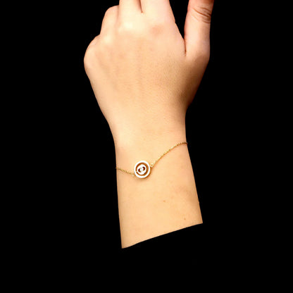 Gold Path of Luck Bracelet, Sterling Silver Spiral, CZ Stone, Dainty Elegant Jewelry