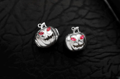 3D Enamel Pumpkin Necklace, Sterling Silver, CZ Diamond Detail, Fall Autumn Jewelry
