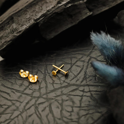 Minimalist Gold Circle Stud Earrings, Sterling Silver, Everyday Jewelry