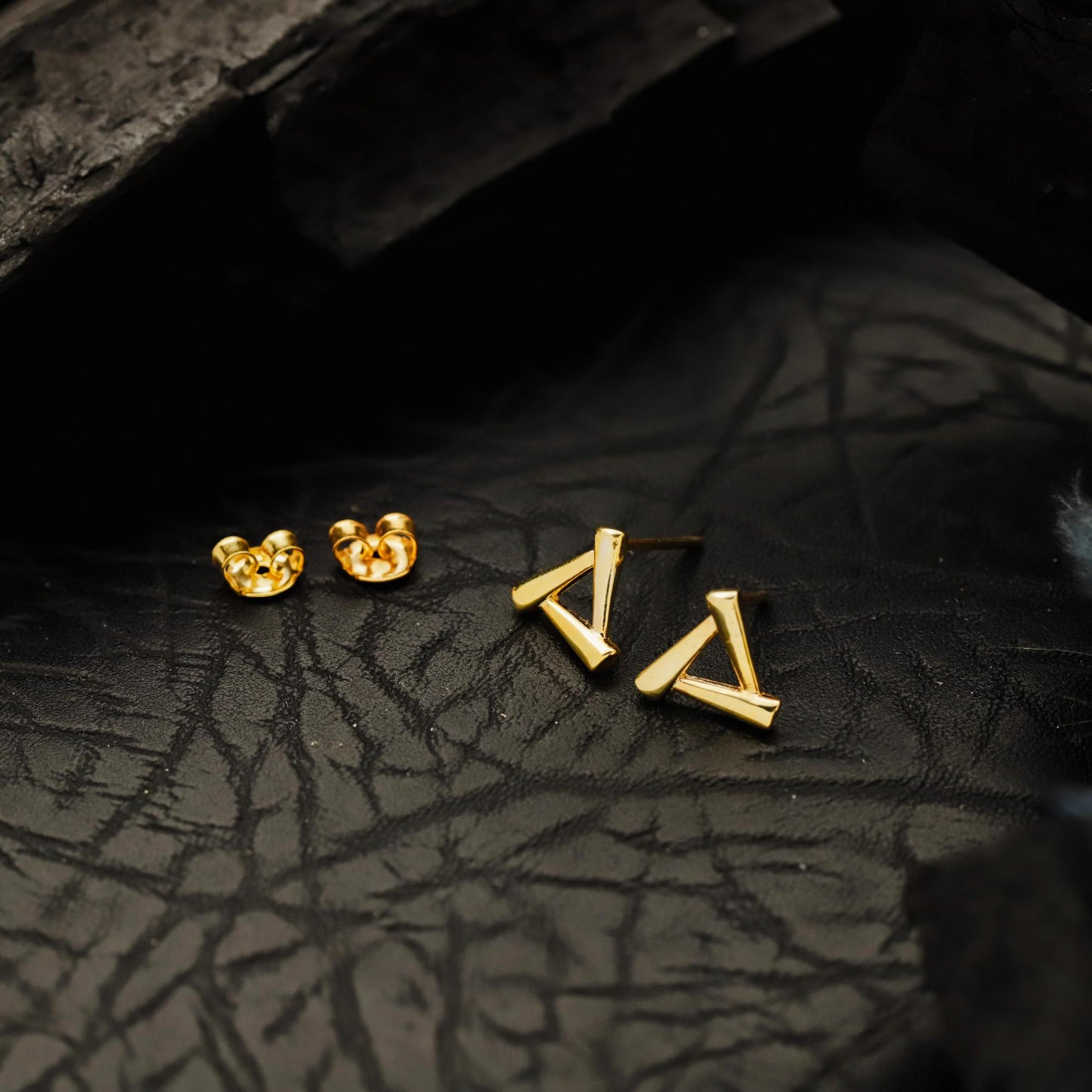 Geometric Triangle Stud Earrings, Polished Sterling Silver, Modern Minimalist Jewelry