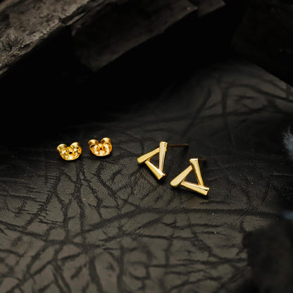 Geometric Triangle Stud Earrings, Polished Sterling Silver, Modern Minimalist Jewelry