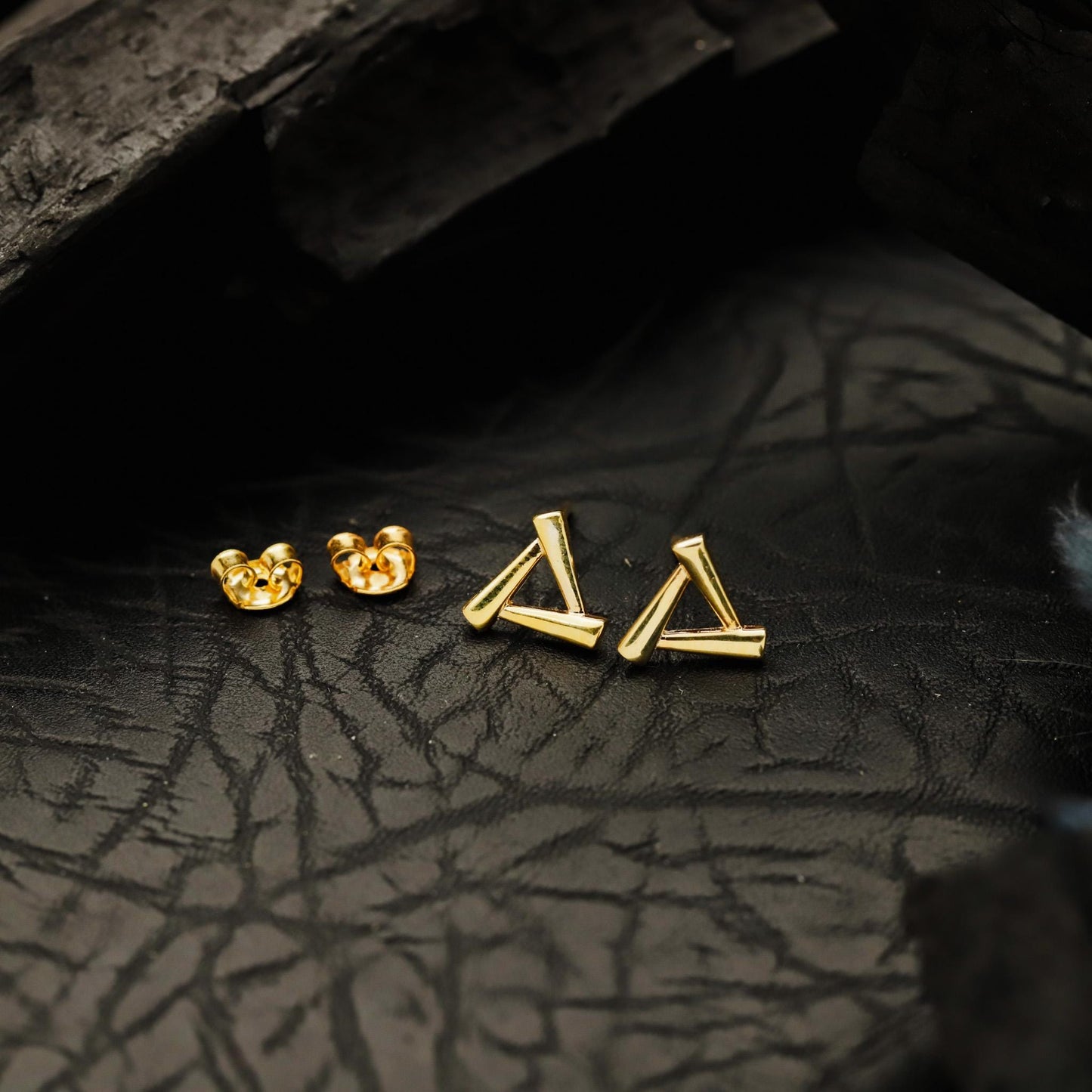 Geometric Triangle Stud Earrings, Polished Sterling Silver, Modern Minimalist Jewelry