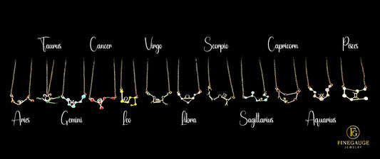 Enamel Gold Zodiac Constellation Necklace, Sterling Silver Horoscope Pendant, Astrology Jewelry