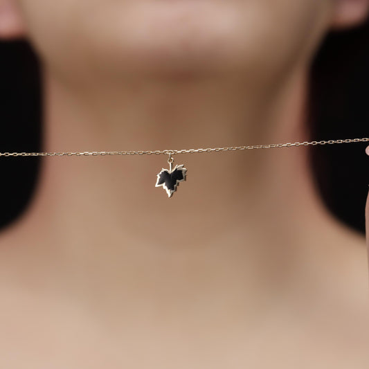 Gold Maple Leaf Necklace, Dainty Autumn Leaf Pendant, Nature Inspired Gift for Her