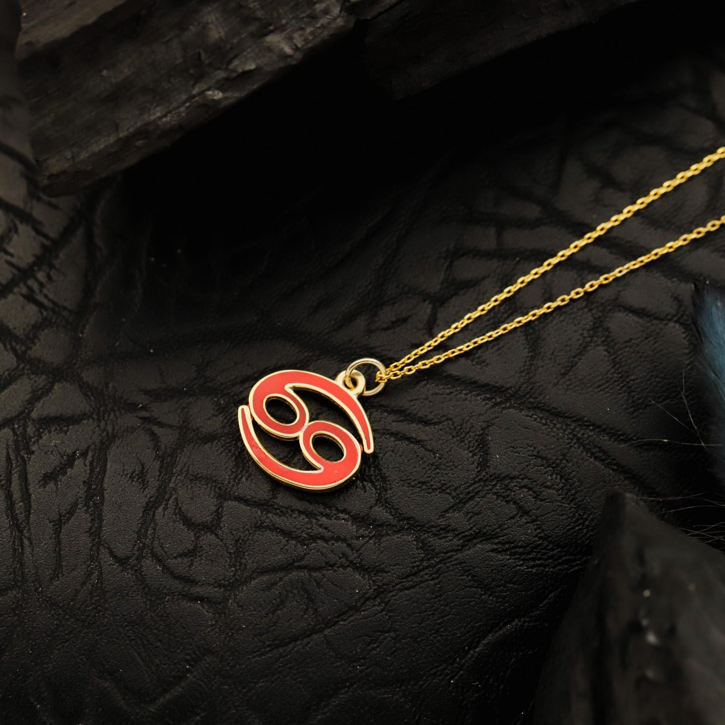 Enamel Gold Zodiac Symbol Necklace, Sterling Silver, Minimalist Horoscope Pendant, Astrology Jewelry