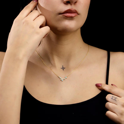Enamel Gold Zodiac Constellation Necklace, Sterling Silver Horoscope Pendant, Astrology Jewelry