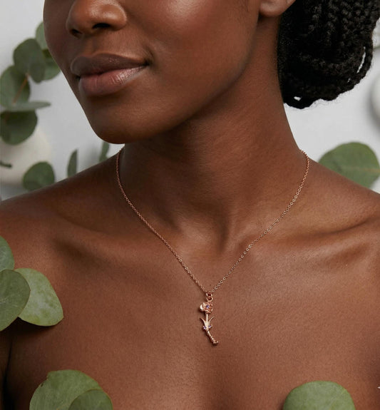 Birth Flower Necklace: Sterling Silver Dangle Pendant