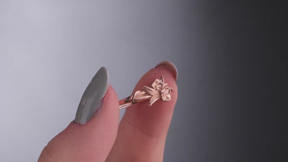 Eternal Bloom Birth Month Flower Ring with Sparkling CZ Diamond