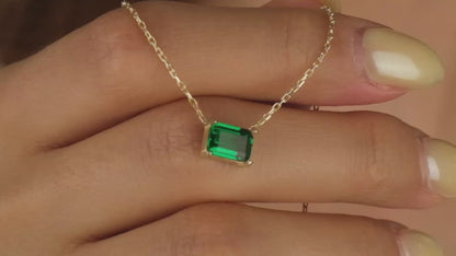 Baguette Birthstone Necklace Sterling Silver, Gold, and Rose Gold