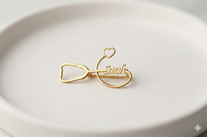 Personalized 925 Sterling Silver Stethoscope Brooch