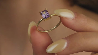 Personalized Baguette Gemstone Ring in Sterling Silver, Gold, and Rose