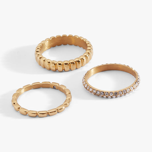 Ribbed Stacking Ring Set of 3