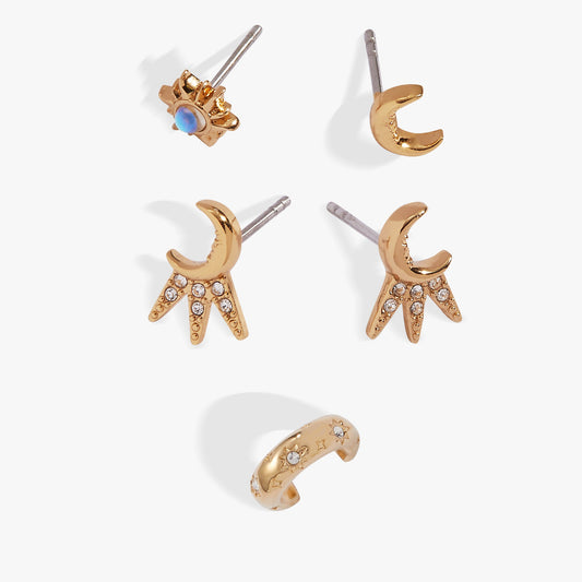 Sun & Moon 2 Studs & Earring Cuff Set